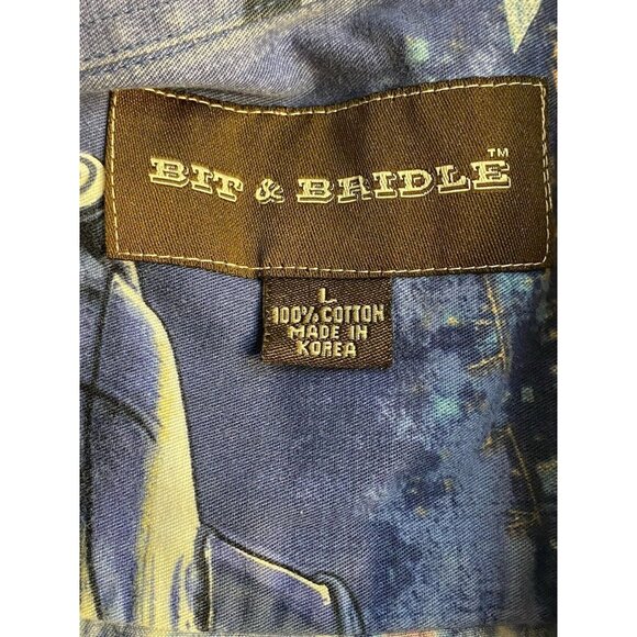 Bit & Bridle Vintage Classic Pick Up Trucks Print Button Up Shirt Mens Size L - Picture 11 of 12